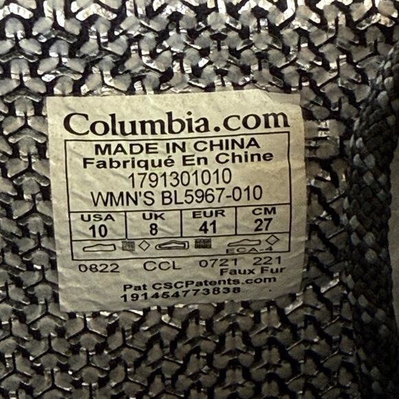 Columbia Black Faux Fur Waterproof Omni Heat Meadows Alpine Hill 10 Winter Boot - Picture 6 of 6